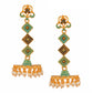 Shoshaa Gold-Toned & Green Contemporary Jhumkas Earrings | Swadesiicart