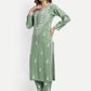 ADA Ethnic Motifs Embroidered Chikankari Kurta with Trousers | Swadesiicart