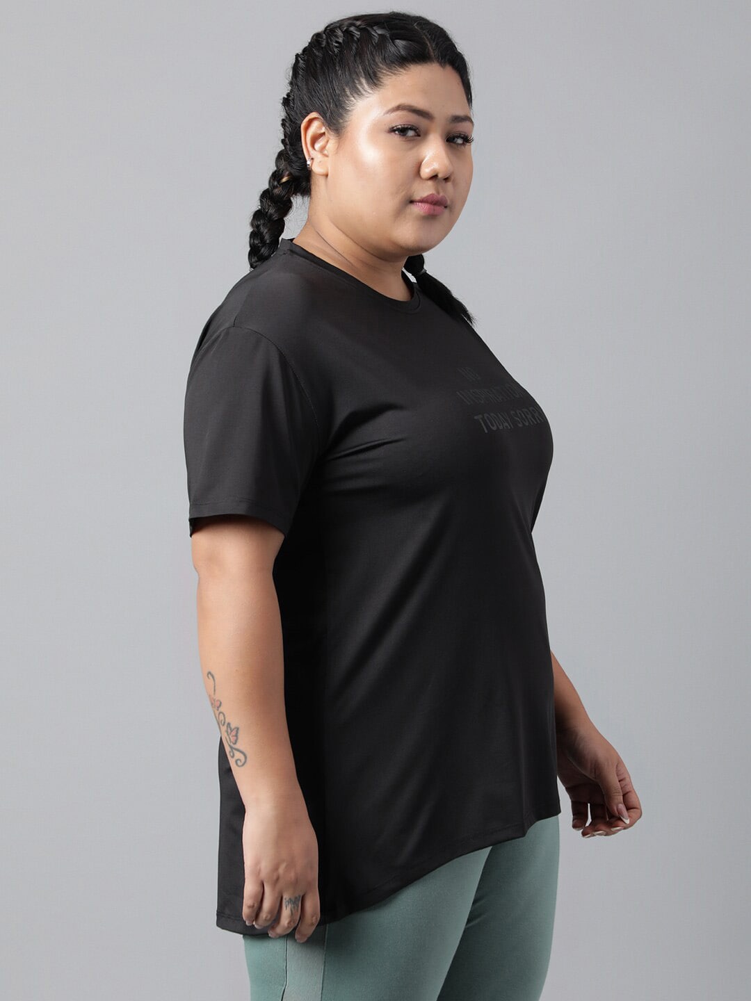 MKH Plus Size Typography Printed Dri-FIT Relaxed Fit Drop-Shoulder Sleeves Gym T-shirt - Swadesiicart