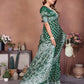 Anaita Green Handmade Bandhej Viscose Silk Saree With Blouse