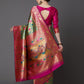 Mitera Green & Blue Silk Blend Woven Design Banarasi Saree | Swadesiicart