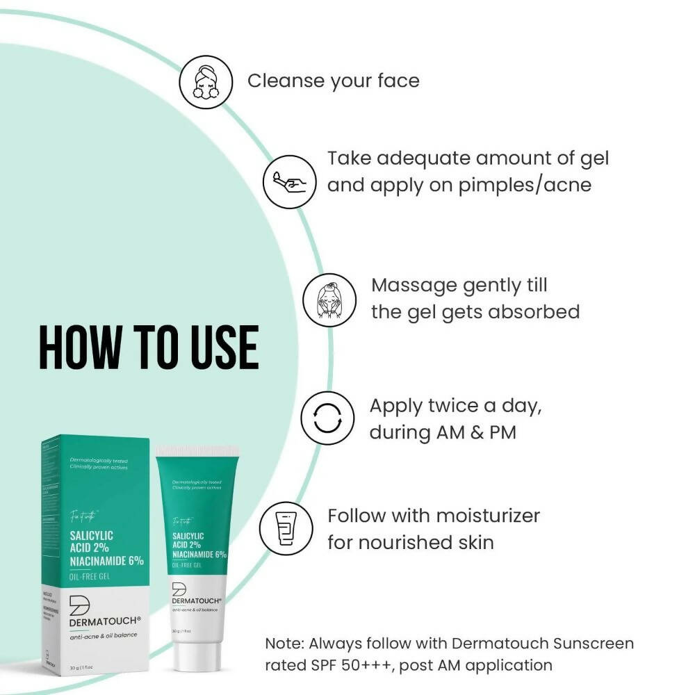 Dermatouch Salicylic Acid 2% & Niacinamide 6% Oil-Free Gel - Swadesiicart