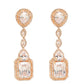 Yellow Chimes Rhodium-Plated Rose-Gold White AD-Studded Drop Earrings | Swadesiicart