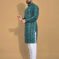 Anaita Teal Printed Cotton Straight Kurta