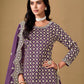 Anaita Lavender Art Silk Embroidered Stitched Sharara Suit