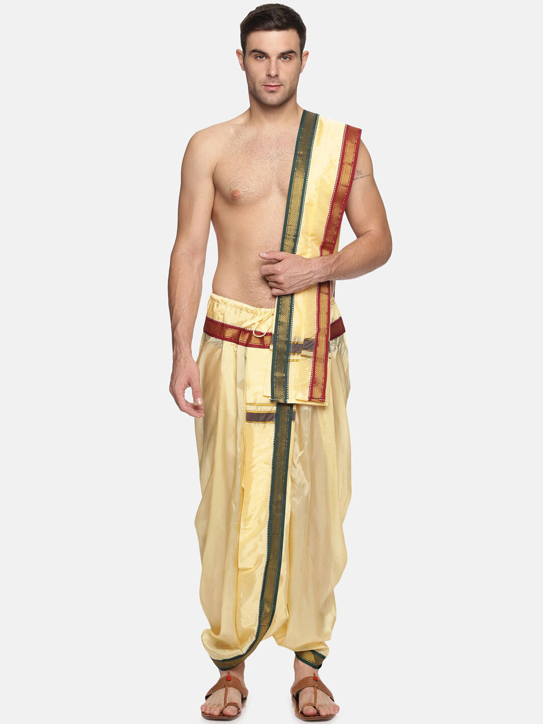 Sethukrishna Men Beige Solid Dhoti Pant | Swadesiicart