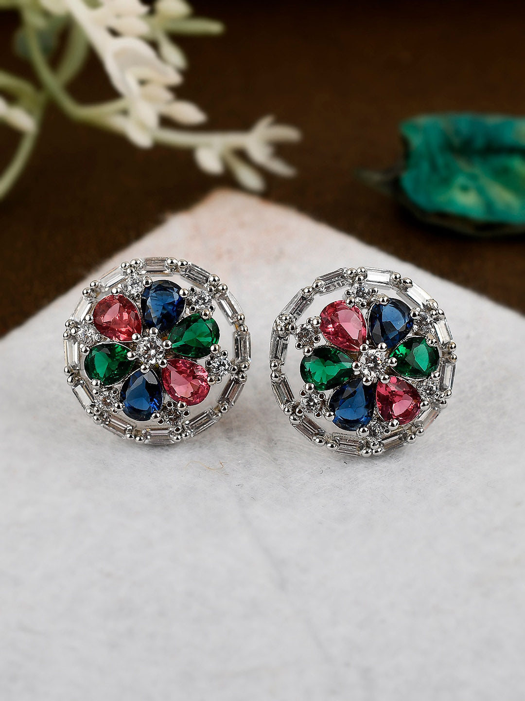 Shoshaa Multicoloured Contemporary Studs Earrings | Swadesiicart