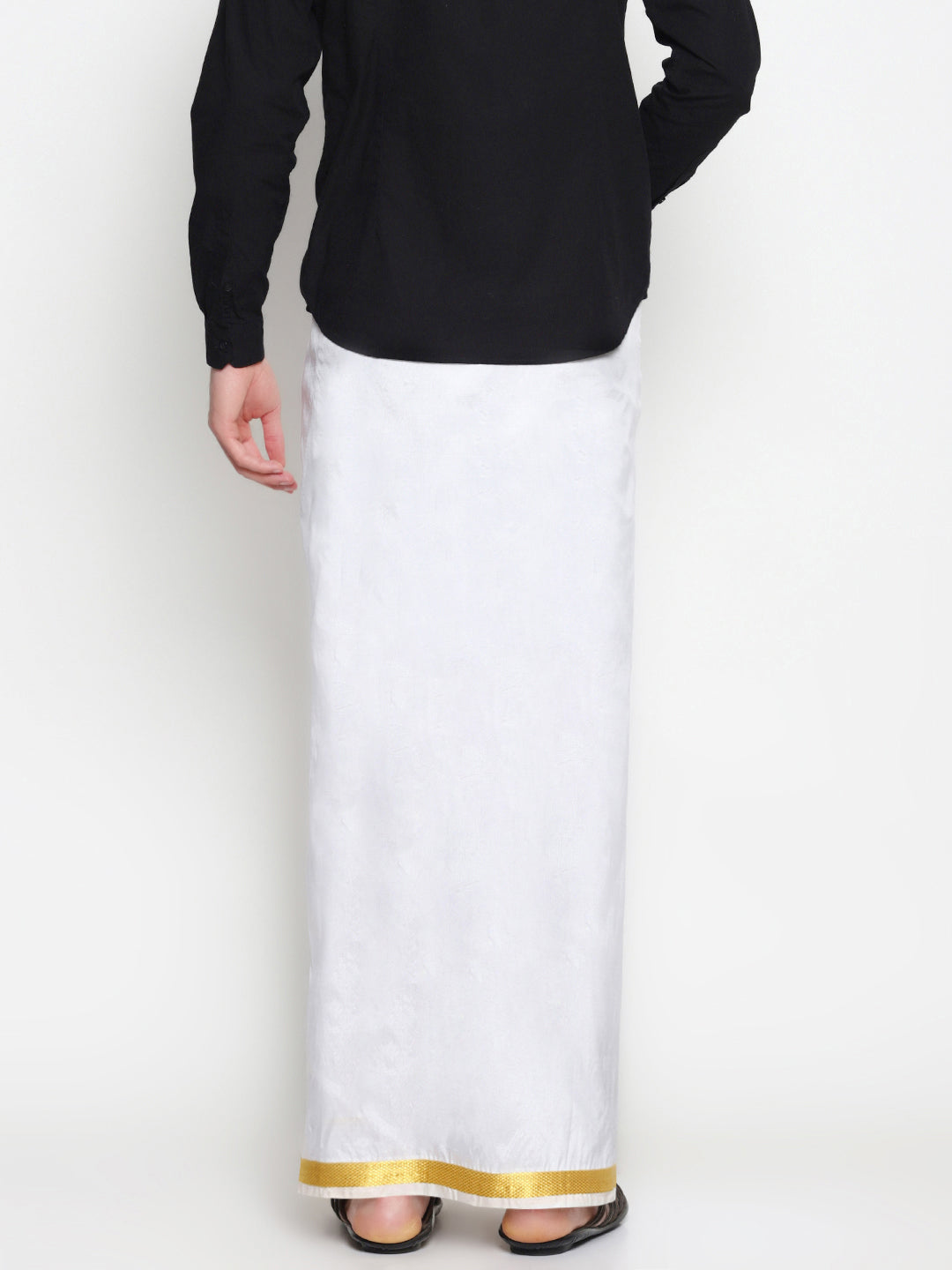 Sethukrishna Men White Double Layer Readymade Dhoti With Pocket | Swadesiicart