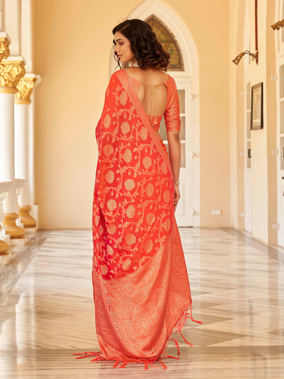Tikhi Imli Ethnic Motifs Zari Art Silk Saree | Swadesiicart