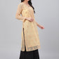 ADA Women Beige Chikankari Hand Embroidered Straight Sustainable Handloom Kurta With Slip | Swadesiicart