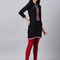 Souchii Women Black Geometric Embroidered Grandeur & Majestic Artwork Kurta - Swadesiicart