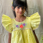 ArthLife Yellow Flower Embroidered Lace Dress