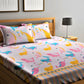 Home Sizzler Pink & Blue Cartoon 210 TC Cotton Bedsheet with Pillow Covers - Swadesiicart