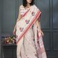 Anaita Off White Designer Weaving Handloom Linen Saree With Blouse