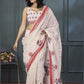 Anaita Off White Designer Weaving Handloom Linen Saree With Blouse