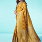 Kalini Yellow & Gold-Toned Woven Design Zari Banarasi Saree | Swadesiicart