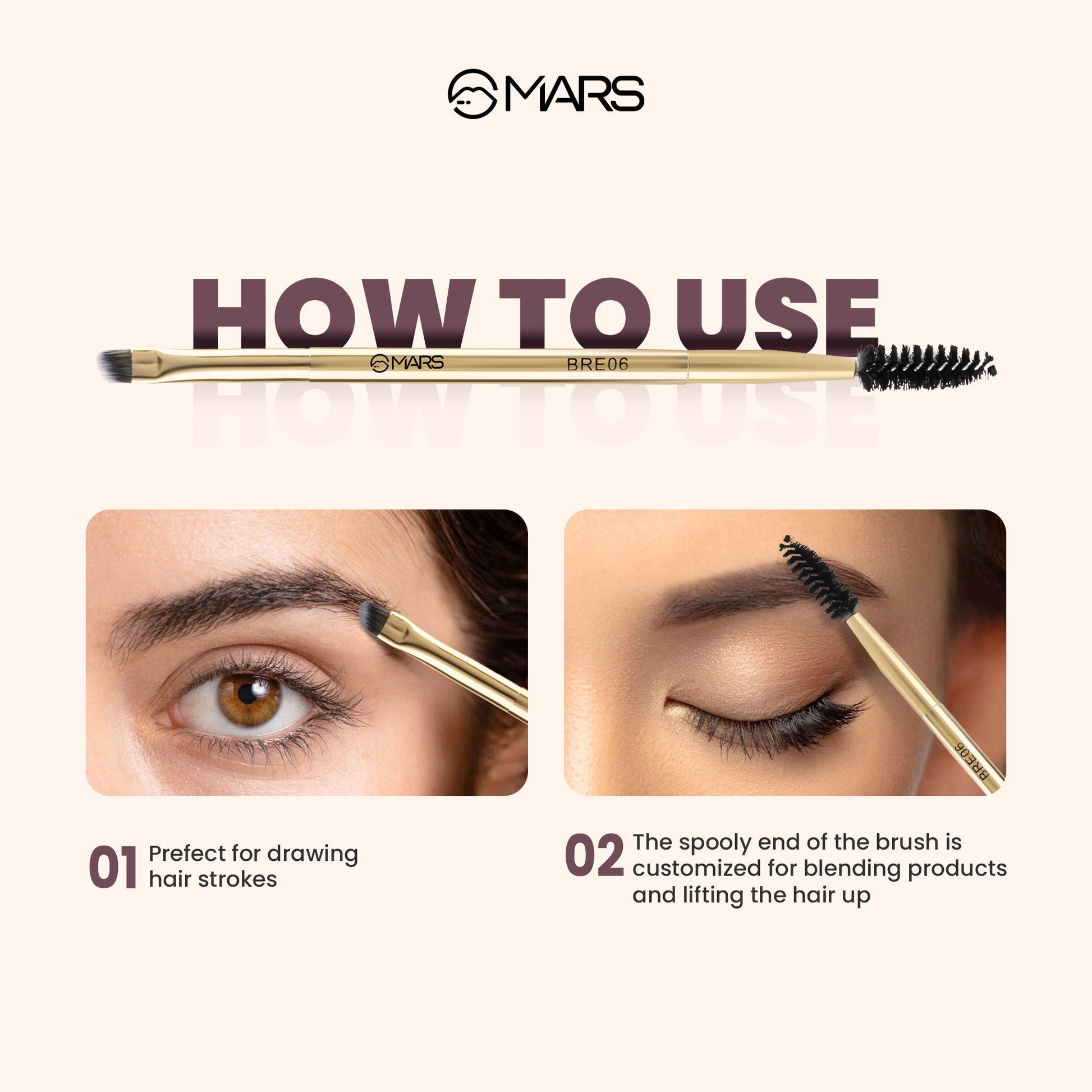 MARS Cosmetics Artist'S Arsenal Professional Angled Brush With Spoolie - Swadesiicart