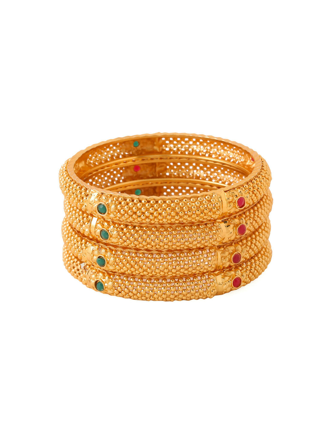 NVR Women's Set of 2 Gold-Polished Traditional Bangles - Swadesiicart