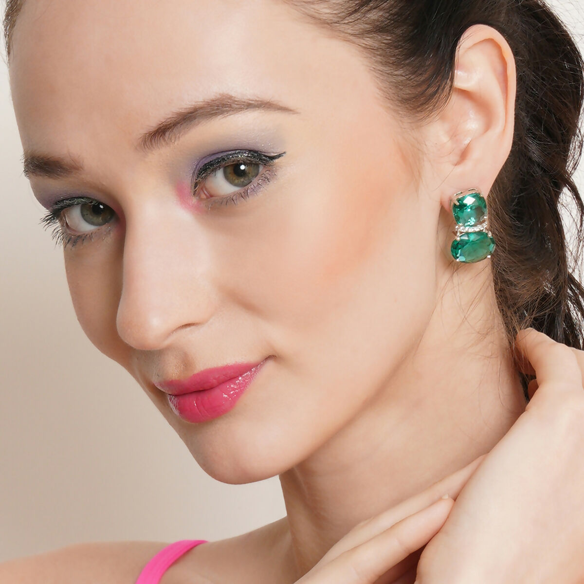 Jade Duet Studs- Ruby Raang | Swadesiicart