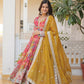 Jyoti Fashion Women's Pink & Yellow Russian Silk Sequins Zari Embroidery Anarkali Dress with Dupatta | Swadesiicart