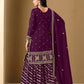 Anaita Purple Art Silk Embroidered Stitched Sharara Suit