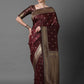 Mitera Brown & Gold-Coloured Ethnic Motifs Woven Design Silk Blend Banarasi Saree | Swadesiicart
