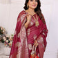 Aastha Fashion Wine Soft Organza Silk Weaving Saree