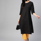 HERE&NOW Women Black Solid Straight Kurta - Swadesiicart