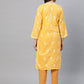 ADA Women Yellow & White Chikankari Embroidered Straight Sustainable Handloom Kurta | Swadesiicart