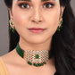 Saraf RS Jewellery Gold-Polished White & Green American Diamond Studded Choker Jewellery Set | Swadesiicart