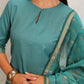 Vishudh Ethnic Motifs Printed Keyhole Neck Straight Kurta With Palazzos & Dupatta - Swadesiicart