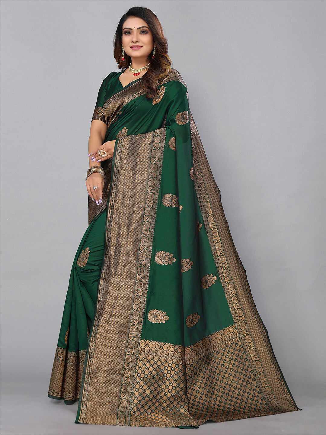 Kalini Ethnic Motifs Zari Banarasi Saree | Swadesiicart