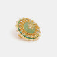 Ruby Raang Gold Polished Green Kundan Cocktail Ring | Swadesiicart