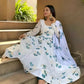 Dishitha Creation Women Floral Printed Designer Gown - Off White | Swadesiicart