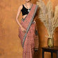 Very Much Indian Handblock Printed Cotton Saree With Natural Dyes - Orange | Swadesiicart