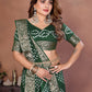Anaita Green Handmade Bandhej Viscose Silk Saree With Blouse