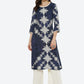 Biba Women Navy Blue & White Ethnic Motifs Printed Kurta - Swadesiicart