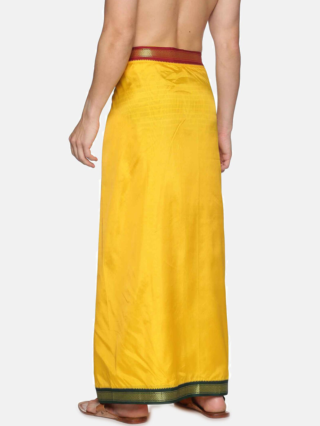 Sethukrishna Men Yellow Solid Readymade Dhoti | Swadesiicart