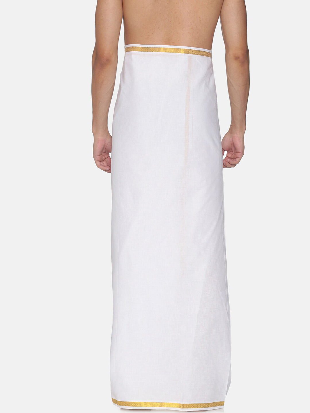 Sethukrishna Men White Solid Cotton Dhoti (GENIE-67335) | Swadesiicart