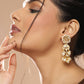 Gold-Toned White Pearl Beaded Contemporary Gold-Polished Jhumkas Earrings - Ruby Raang - Ruby Raang Studio