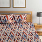BOMBAY DYEING Marigold Brown Geometric Cotton 104 TC King Bedsheet & 2 Pillow Covers - Swadesiicart