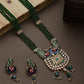 Cardinal Gold-Polished Green Studded Jewellery Set