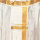 Sethukrishna Men Cream and Gold-Toned Solid Dhoti With Angavastram | Swadesiicart