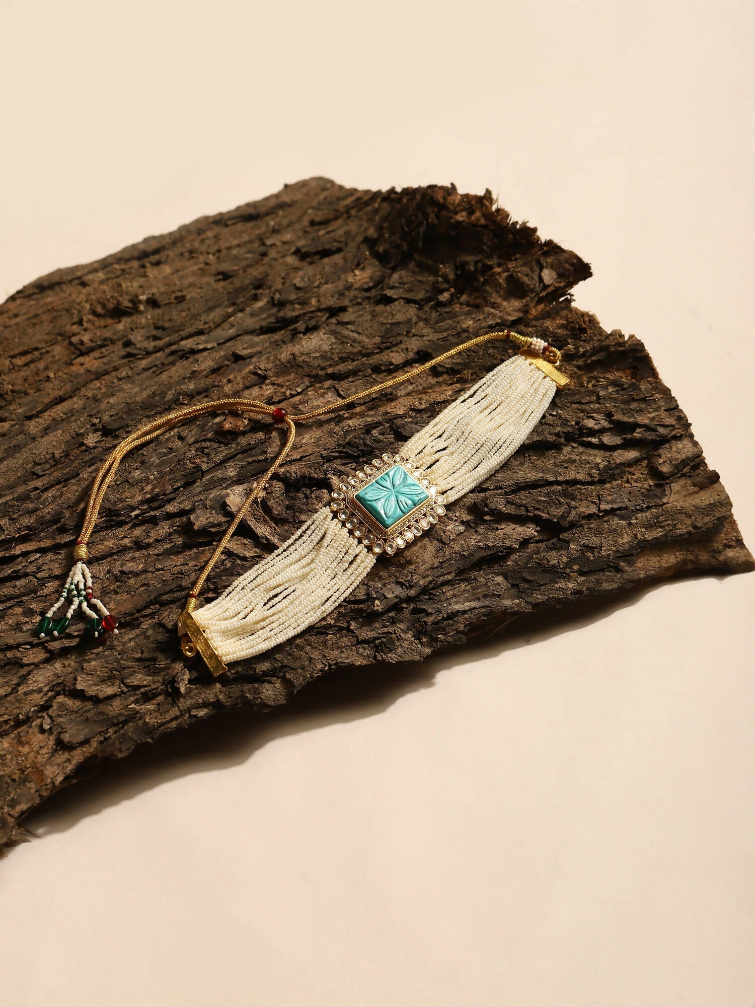 Women's Blue White Gold-Polished Handcrafted Necklace - Ruby Raang | Swadesiicart