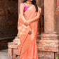 Joban Fashion Peach Banarasi Katan Pure Handloom Banarasi Silk Saree | Swadesiicart