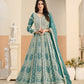 Anaita Light Blue Heavy Embroidered Faux Georgette Anarkali Suit With Salwar