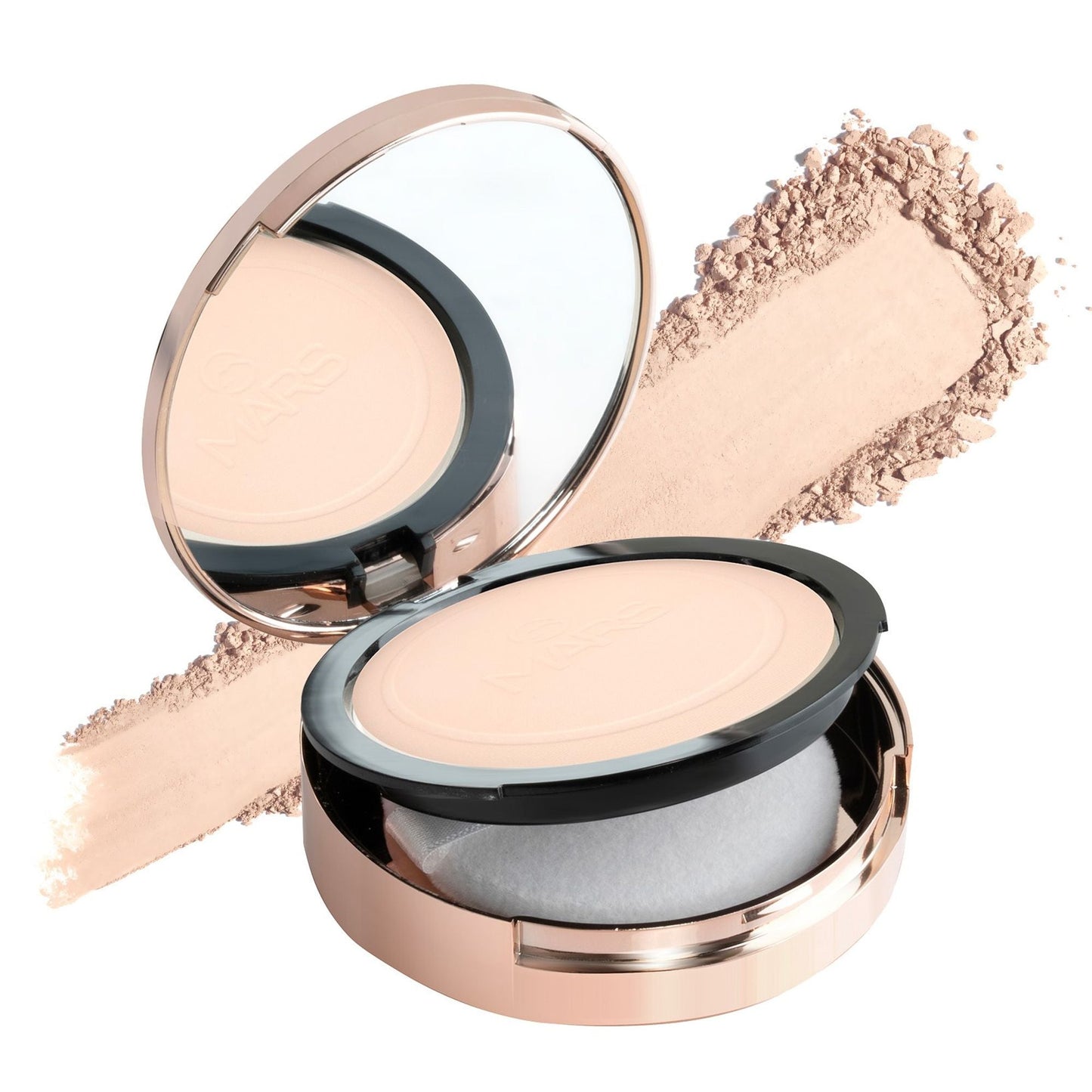 MARS Cosmetics Matte On Compact Powder with Applicator Puff - 02 Beige - Swadesiicart