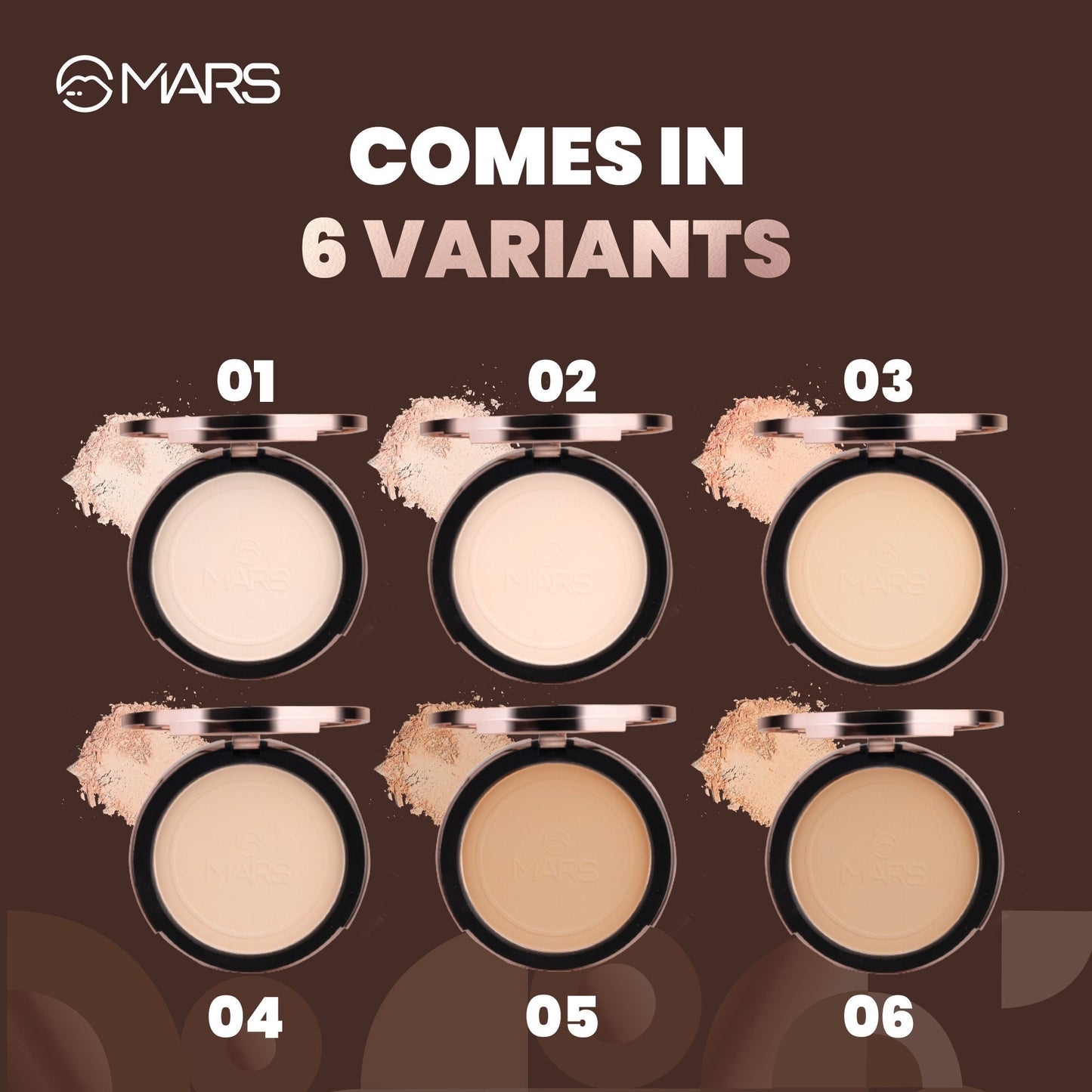 MARS Cosmetics Matte On Compact Powder with Applicator Puff - 02 Beige - Swadesiicart