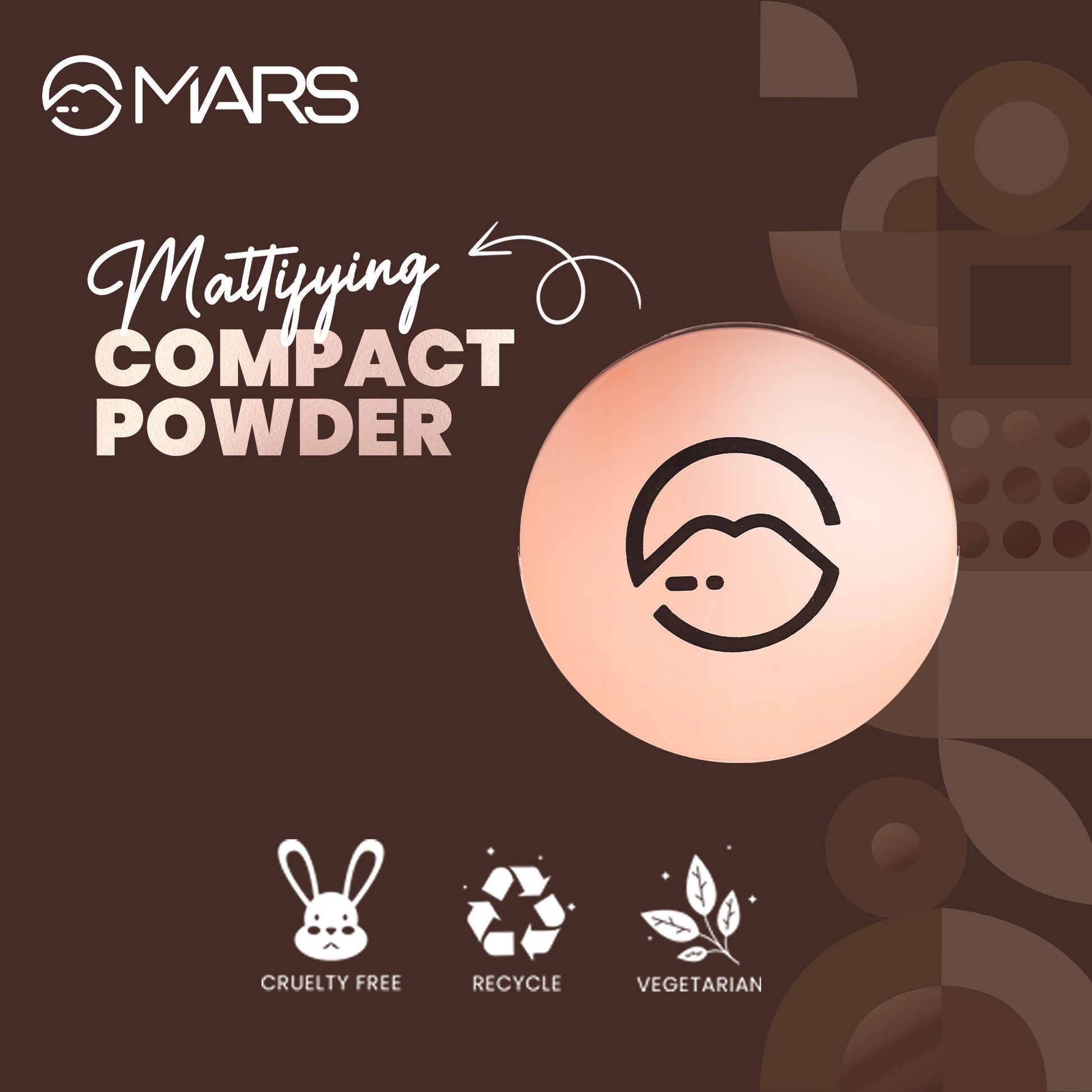 MARS Cosmetics Matte On Compact Powder with Applicator Puff - 05 Honey - Swadesiicart