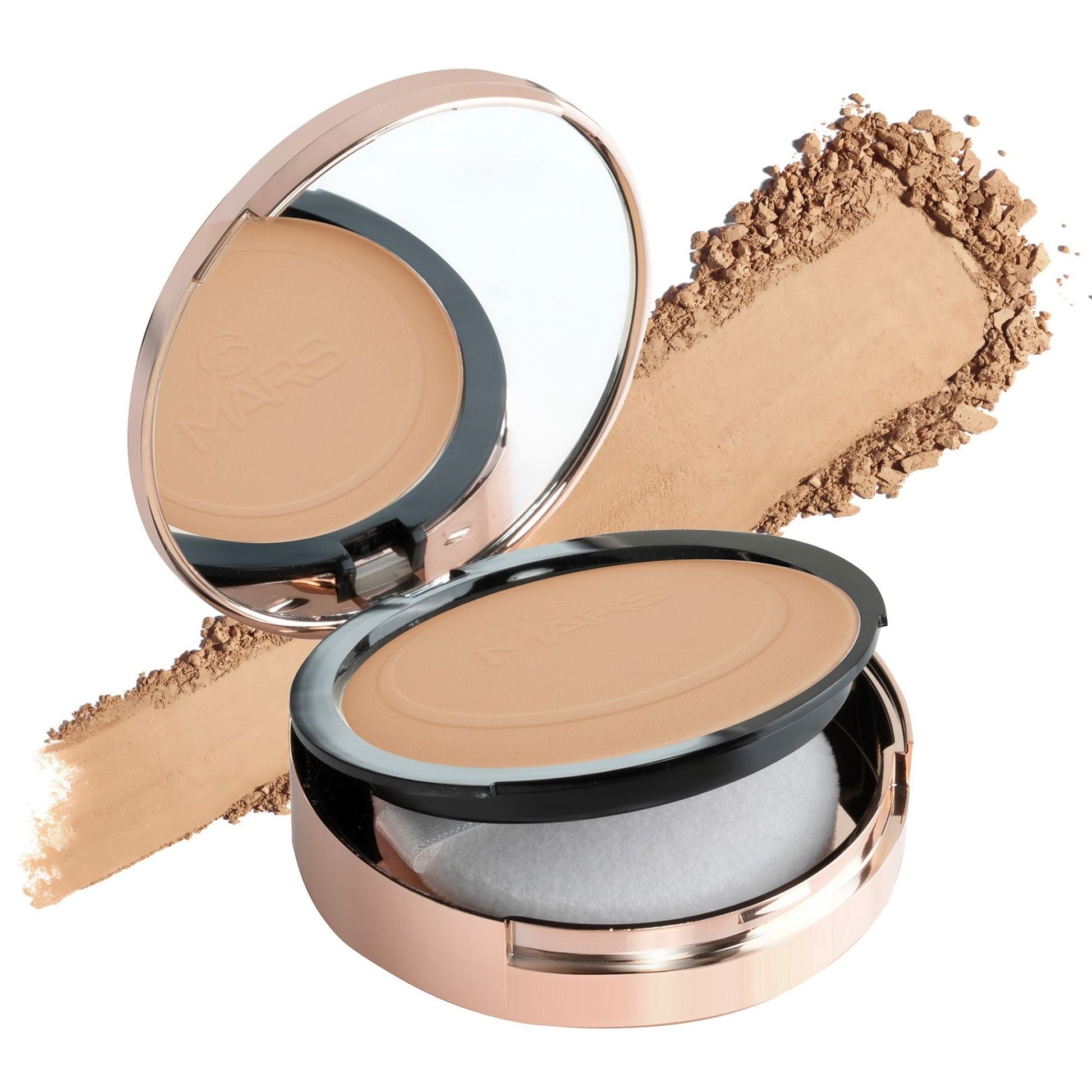 MARS Cosmetics Matte On Compact Powder with Applicator Puff - 06 Tan - Swadesiicart